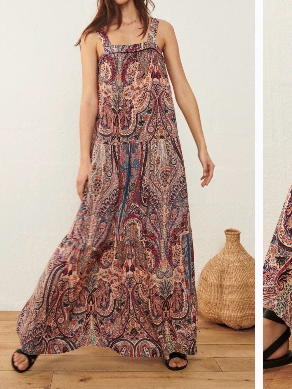 ba&sh Baraka Paisley Maxi Dress in Multicolor Rust & Blue - Picture 3 of 14